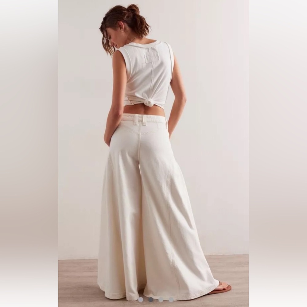 Free People Pandora Wide Leg Jeans We The Free Pleated Front Pockets Heavenly - Picture 2 of 7